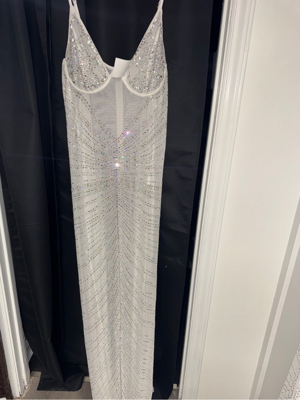 Banjul Crystal-Embellished White Sequin Maxi Dress